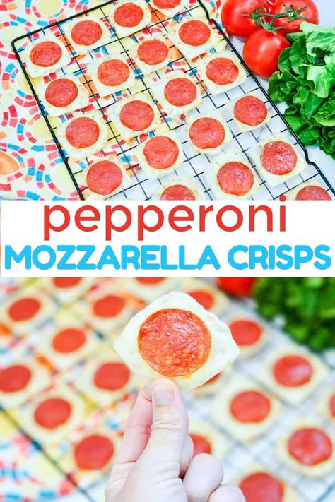 Mozzarella Chips, Appetizer Recipes Finger Foods, Pepperoni And Cheese, Pizza Chips, Party Appetizer Recipes, Cheese Squares, Canapes Recipes, Keto Dishes, Cheese Chips