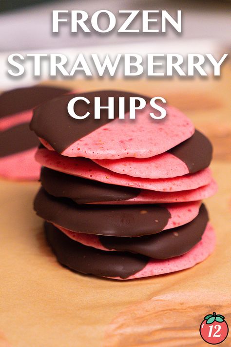 Frozen Strawberry Chips | 12 Tomatoes Healthy Snacks Instead Of Chips, Cold Refreshing Snacks, Frozen Strawberry Chips, Healthy Valentines Day Snacks, What Can I Make With Fresh Strawberries, Things To Make With Frozen Strawberries, What To Make With Frozen Strawberries, What To Do With Frozen Strawberries, Strawberry Snack Ideas