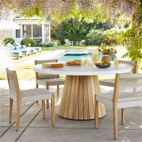 Outdoor Dining Chairs & Benches | Williams Sonoma Dining Table Guide, Backyard Entertaining, Outdoor Furniture Collections, Williams Sonoma Home, Outdoor Dining Furniture, Rectangular Dining Table, Outdoor Dining Set, Balboa, Side Chairs Dining