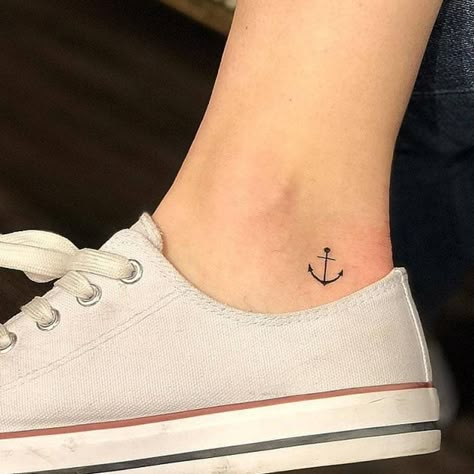 Tiny Anchor Tattoo, Small Anchor Tattoos, Alchemy Tattoo, God Tattoo, Small Anchor, Anchor Tattoo Design, Ankle Tattoo Designs, Anchor Tattoos, 4 Tattoo