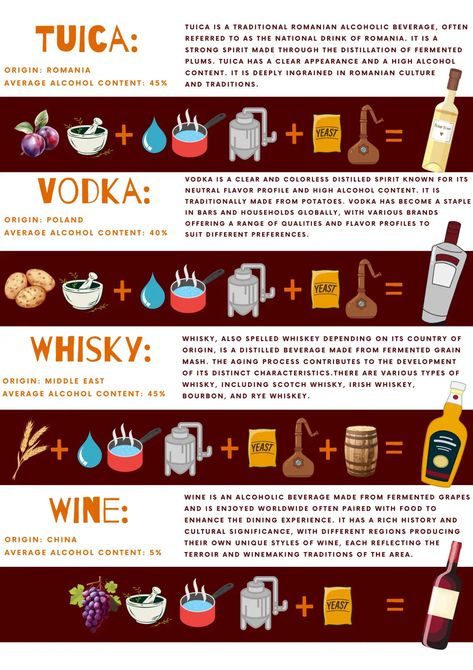 Alcohol Origin Ingredients and Processes Infographic Fantasy Cookbook, Alcohol Guide, Types Of Alcohol, Bartending 101, Recipe Calculator, Distilling Alcohol, Fun Drinks Alcohol, Process Infographic, Pot Still