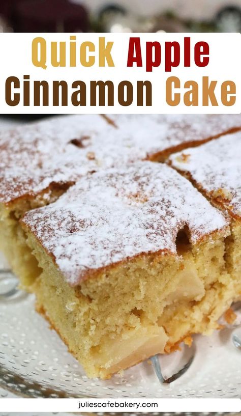 Quick and Easy Apple Cinnamon Cake [Simple Apple Dessert Recipe] One Bowl Apple Cake Recipe, Cinnamon Cake Recipe, Quick Apple Dessert, Cinnamon Cake Recipes, Apple Cake Recipe Easy, Apple Cinnamon Cake, Easy Apple Cake, Apple Desserts Easy, Apple Cake Recipe