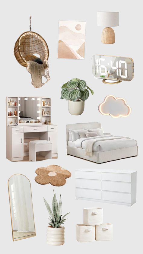 Cute Room Makeover, Tsitp Aesthetic Room, White Room Design, White Aesthetic Desk, Modern Bedroom Ideas Contemporary, Desk Inspiration Aesthetic, Room Ideas Aesthetic Clean, Comfy Room Ideas, White Room Decor