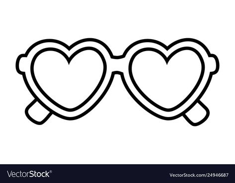 Heart Glasses Drawing, Sunglasses Drawing, Glasses Drawing, Cartoon Black And White, Heart Shape Sunglasses, Badge Buddies, Taylor Swift Drawing, Fox Crafts, Heart Shaped Glasses