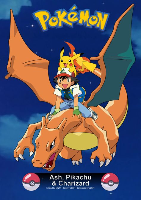 Ash, Pikachu & Charizard Ash Drawing, Charizard Art, Pikachu Tattoo, Car Symbols, Ash Pikachu, Pokemon Charizard, Ash Pokemon, Pokemon Images, Pokemon Drawings