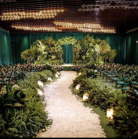 Indoor Nature Wedding, Wedding Foyer, Indoor Nature, Outdoor Wedding Backdrops, Greenery Wedding Decor, Forest Theme Wedding, Inside Weddings, Garden Ceremony, Dream Wedding Decorations