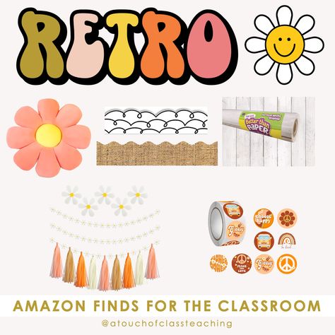 Retro Groovy Classroom Decor, Retro Kindergarten Classroom, Groovy Boho Classroom Theme, Boho Retro Classroom Decor, Retro Classroom Theme Decor, Groovy Classroom Theme Preschool, Classroom Decor 2023-2024, Boho Retro Classroom Theme, Groovy Boho Classroom Decor