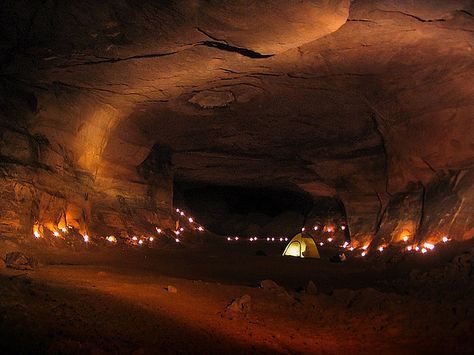 Giant Cave Camping Cave Camping, Cango Caves, Glowing Cave Aesthetic, Cave Stalactites, Giant Crystal Cave, Underground Crystal Cave, Tent Campers, Hidden Places, Camping Glamping