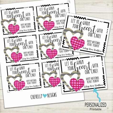 Personalized Heart Month Gift Tags for Business Marketing ***Printable Digital File*** Great for business marketing for home health and hospice! #chevellydesigns #printablevalentines Heart Month Marketing Ideas, Marketing Valentine Ideas, Valentine Marketing Ideas Healthcare, Valentine Referral Gifts Marketing, Marketing Ideas For Home Health Care, Valentines Marketing Ideas, Valentines Day Marketing Ideas, Hospice Marketing, Heart Month Ideas