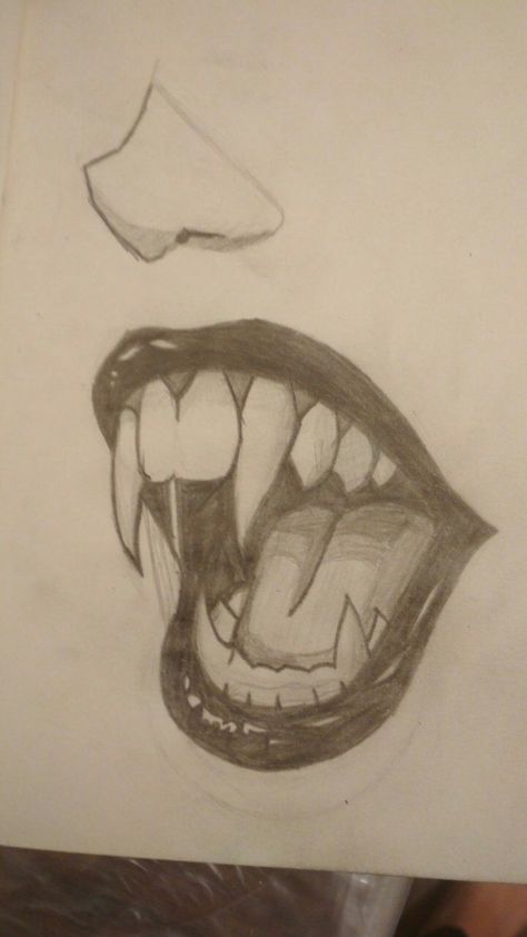 Vampire Hair Drawing, Vampire Drawings Easy, Confused Drawing Faces, Vampire Eyes Drawing, Vampire Aesthetic Drawing, Easy Mouth Drawing, Vampire Lips Drawing, Vampire Drawing Sketches, Vampire Mouth Drawing