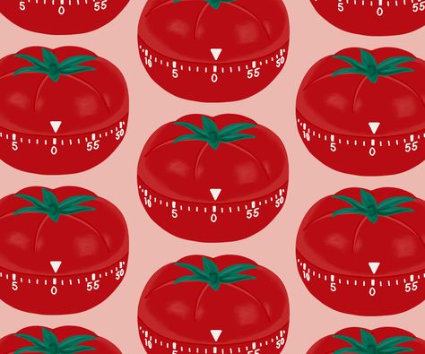 Pomodoro Timer Aesthetic, Pomodoro Technique Aesthetic, Pomodoro App, Tomato Wallpaper, Pomodoro Technique App, Tomato Timer, Pomodoro Technique Time Management, Design Prompts, The Pomodoro Technique