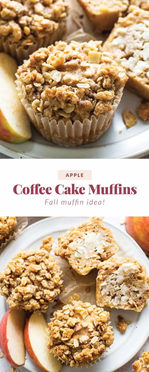 Apple Coffee Cake Muffins (w/ Streusel Topping!) - Fit Foodie Finds Apple Coffee Cake Muffins, Apple Crumble Muffins, Muffins With Streusel Topping, Fall Muffins, Apple Coffee Cake, Best Apples For Baking, Apple Coffee, Food Dolls, Healthier Sweets