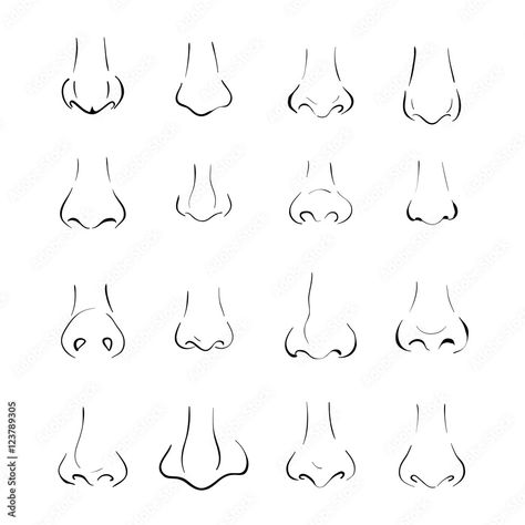 Noses Reference Drawing, Nose Sketch, Cartoon Noses, Anime Nose, Nose Types, Human Sketch, Mouth Drawing, Photoshop Design Ideas, Graffiti Doodles