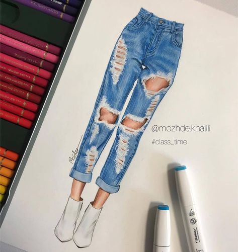 Tutorial Dasi, Denim Drawing, Denim Fashion Illustration, Fashion Dream Job, Fashion Illustration Tutorial, Fashion Illustration Collage, Fashion Design Books, Fashion Design Template, Fashion Illustrations Techniques