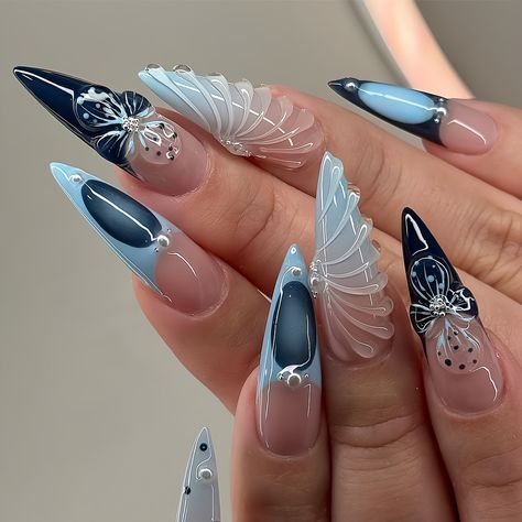 Materials: gel nail, long stiletto tips Greetings and welcome to my store. Hope you find a style you like. ✋🙆I only work with high-quality materials to create sturdy & long-lasting luxury press on nails that you can trust on. My nails will last for:1- 2 days using adhesive tab (provided with the nail set) 2- 3 weeks using nail glue. You can reuse all of the nails multiple times if you take care of them. Follow the instructions provided with the nail set. 💮Please follow the instruction size mea Seashell Nails, Nail Art 3d, Easy Nails, Her Nails, Vacation Nails, Unique Acrylic Nails, Nail Swag, White Nail, Diy Nail Art