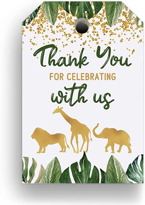 Amazon.com: 60 Pack Safari Thank You Favor Tags - Favors for Jungle Safari Baby Shower or Birthday Party : Home & Kitchen Lion Birthday Theme, Safari Baby Shower Favors, Baby Shower Party Favors Boy, Jungle Party Favors, Jungle Safari Baby, Jungle Safari Baby Shower, Baby Shower Background, Baby Shower Gift Bags, Baby Shower Deco