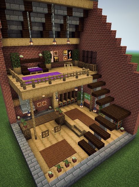 Minecraft Houses Aesthetic, Aesthetic Minecraft House, Minecraft Staircase, Aesthetic Mansion, Houses Aesthetic, Villa Minecraft, Aesthetic Minecraft, Rumah Minecraft Sederhana, Minecraft Mansion