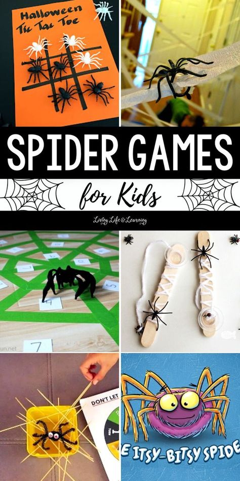 Spider Games for Kids Spider Web Game, Homeschool Halloween, Spiders Preschool, Spider Games, The Very Busy Spider, Spider Activities, Spider Theme, Spider Crafts, Fun Educational Activities