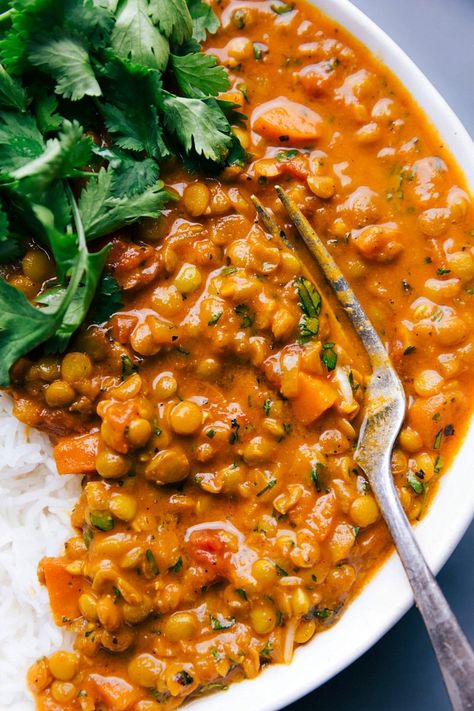 Orange Lentil Recipes, Magical Food, Tomato Lentils, Coconut Lentil Curry, Lentil Curry Recipes, Vermicelli Recipes, Green Lentil, Curry Night, Canned Lentils