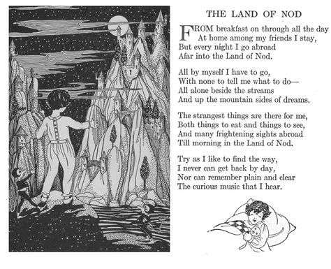 The Land of Nod - Robert Louis Stevenson Robert Ludlum Books, Poetry Analysis, William Butler Yeats, Rhyme Scheme, College Writing, Robert Louis Stevenson Books, The Land Of Nod, Land Of Nod, Robert Louis Stevenson