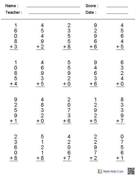 Addition Worksheets | Dynamically Created Addition Worksheets Soroban Worksheet, Maths Addition Worksheet For Grade 1, Simple Addition And Subtraction Worksheets, Beginner Addition Worksheet, Addition Sums Grade 2, Vertical Addition, Column Addition, Addition Table, Table Worksheet