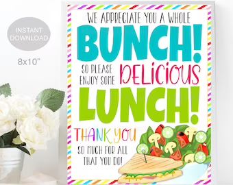 barark on Etsy Daycare Appreciation, Teacher Appreciation Lunch, Teacher Appreciation Signs, Teacher Lunches, Thanksgiving Lunch, Sunshine Committee, Staff Appreciation Week, Lunch Catering, School Pto