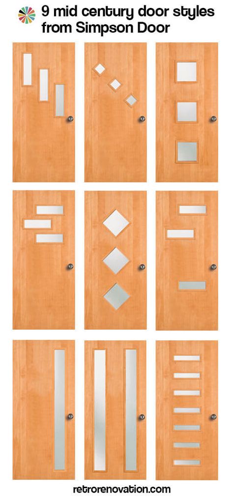 14 Places to Buy or DIY Mid Century Modern Front Doors - Retro Renovation Modern Exterior Door, Mid Century Doors, Mid Century Modern Front Door, Mid Century Door, Modern Front Doors, Exterior Door Styles, Diy Mid Century Modern, Mid Century Modern Exterior, Diy Mid Century