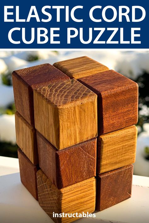 mtairymd shares how to make and solve an elastic cord cube puzzle. #Instructables #workshop #woodworking #toy #puzzle Wood Craft Cubes Ideas, Diy Wood Puzzle, Cube Puzzle Solve, Minecraft Wooden Cube Diy, Puzzle Icon, Wooden Infinity Cube, Cube Ideas, Wood Puzzles Diy, Printable Woodworking Plans