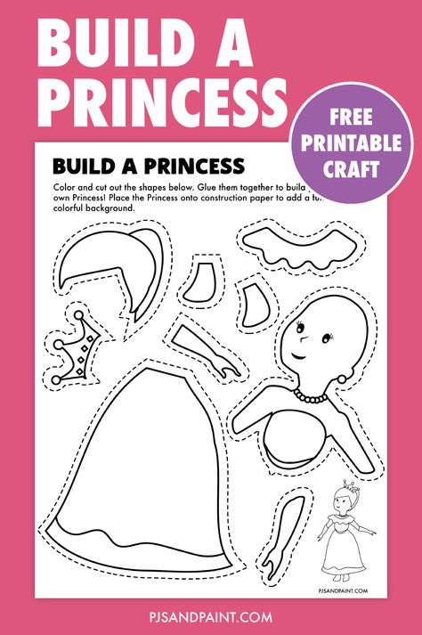 free printable build a princess Princess Cutouts Printable, Build A Princess Printable, Build A Mermaid Printable, Free Princess Printables Wall Art, Free Bridal Shower Printables, Princess Party Printables, Teddy Bear Crafts, Unicorn Craft, Princess Crafts