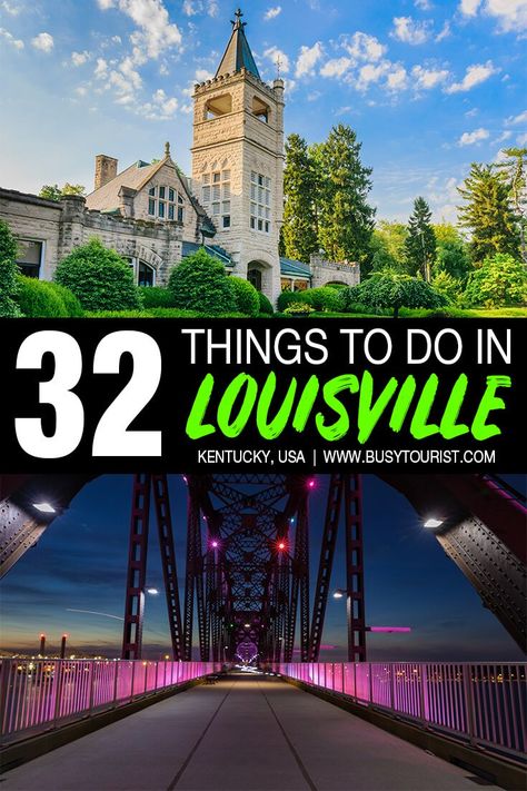 Wondering what to do in Louisville, KY? This travel guide will show you the top attractions, best activities, places to visit & fun things to do in Louisville, Kentucky. Start planning your itinerary and bucket list now! #Louisville #Kentucky #usatravel #usatrip #usaroadtrip #travelusa #travelunitedstates #ustravel #ustraveldestinations #americatravel #vacationusa What To Do In Louisville Ky, Louisville Kentucky Things To Do In, Bourbon Tour, Kentucky Vacation, Kentucky Bourbon Trail, Kentucky Travel, Usa Roadtrip, Kentucky Bourbon, Usa Travel Guide