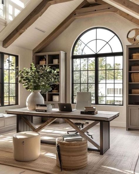 Michelle Tarris Ulmer Barndominium Office, Modern Farmhouse Office, Farmhouse Office, Office Designs, Perfect Office, Barndominium, Office Design, Office Space, Modern Farmhouse