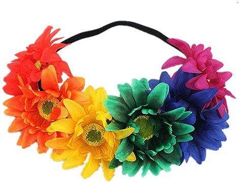 Sunflower Crown, Daisy Flower Crown, Rainbow Sunflower, Rainbow Daisy, Pride Party, Sunflower Headband, Flower Wreath Hair, Boho Crown, Daisy Headband