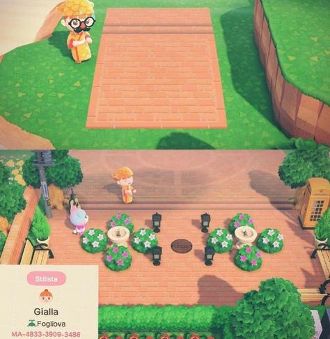 Animal Crossing 🌴 on Instagram: “The first one is useful if you want a bigger plaza!🏛 ~ ~ ~ ~ ~ Tags: #animalcrossing #acnl #animalcrossingnewleaf…” Acnh Builds, Plaza Design, Animal Crossing 3ds, Animals Crossing, Ac New Leaf, Animal Crossing Guide, Animal Crossing Qr Codes Clothes, Animal Crossing Wild World, Path Design