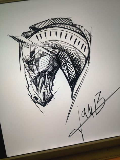 Alex Nechita -geometric horse sketch, tattoo design. ipadpro Horse Forearm Tattoo, Horse Head Drawing, Geometric Horse, Athena Tattoo, Conceptual Sketches, Head Drawing, Horse Sketch, Horse Art Print, Sketch Tattoo Design