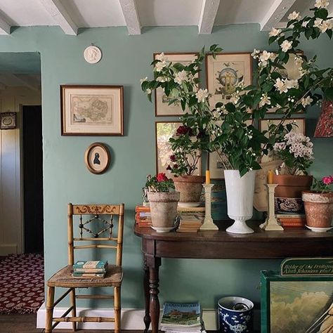 @siobhanmallen • Instagram photos and videos English Country Style, Gallery Wall Inspiration, Teal Walls, Bohemian Colors, Vintage Living Room, Skyfall, Living Room Inspo, Inspiration Wall, Blue Walls