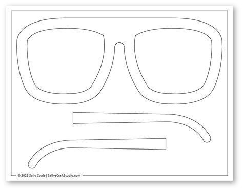 Free Printable Glasses Templates for Crafts - Sally's Craft Studio Paper Glasses Template, Glasses Template Printable, Sunglasses Template Free Printable, Preschool Construction Crafts, Glasses Template, Preschool Construction, Preschool Assessment, Fun Glasses, Patch Applique