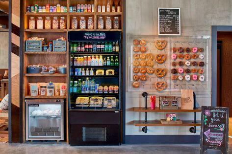 Hotel Photos | Moxy Chattanooga Downtown Photo Gallery Hotel Snack Bar, Office Snack Bar, Hotel Cafeteria, Micro Market, Hotel Sweet, Hotel Minibar, Commercial Fridge, Snack Rack, Bulk Store