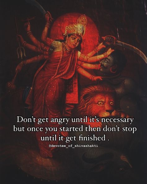 Don’t get angry until it’s necessary ,but once you started then don’t stop until it get finished .💯 Jab bhi galat seema paar kare tab tum somyata chor krodh ko apnana🫀 Shama ko chor dand dena 💯 Jai maa kali 🫀 jai ma durga🌺 Follow- @devotee_of_shivashakti #maa #maakali #kaalimaa #durga #matarani #devimaa #devotee_of_shivashakti #viral #post #instagram #trending #quotes #new #bhaktimarga #sprituality #quotestoliveby #like #comment #follow #trendingpost Goddess Durga Quotes, Maa Kali Quotes, Kali Quotes, Ma Parvati, Jai Maa Kali, Maha Mantra, Hinduism Quotes, Ma Kali, Trending Quotes