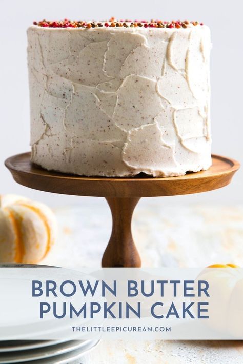 Celebrate the warm flavors of autumn with this brown butter pumpkin cake. This small, but mighty cake, is packed with delicious and intense flavors. #thelittleepicurean #pumpkincake #pumpkinrecipes #buttercake #recipeswithpumpkin Baking Journal, Thanksgiving Cakes, Layer Cake Recipes, Sheet Cakes, Fall Cakes, Layer Cakes, Pumpkin Cake, Pumpkin Dessert, Cake Flavors