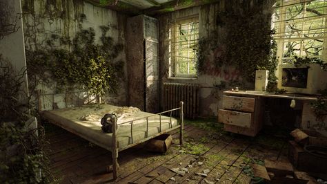 ArtStation - Post apocalyptic room, Sheli Ben Yair Apocalyptic Bedroom, Post Apocalyptic Room, Apocalyptic Room, Zombie Rpg, Apocalypse Landscape, Post Apocalyptic City, Apocalypse World, Post Apocalyptic Art, Apocalypse Aesthetic