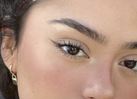 East Eyeliner Looks, Eyeliner No Eyeshadow, Brown Wing Eyeliner, Simple Brown Eyeliner Look, Brown Shadow Eyeliner, Brown Wing Makeup, Subtle Brown Eyeliner, East Eyeliner, Simple Brown Eyeliner