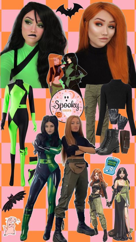 Shego and Kim Possible costume ideas Shego Kim Possible Costume, Shego Halloween Costume, Kim Possible Halloween Costume, Shego Kim Possible, Halloween Costume Duo, Kim Possible Costume, Redhead Costume, Costume Duo, Best Friend Halloween