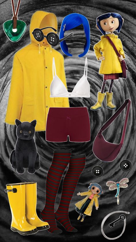 Coraline costume need to carry the stuffed cat around or dont be coraline at all Womens Coraline Costume, Coraline And Cat, Caroline Costume, Coraline Halloween Costume, Coraline Cosplay, Coraline Halloween, Coraline Costume, Stuffed Cat, Pretty Halloween Costumes