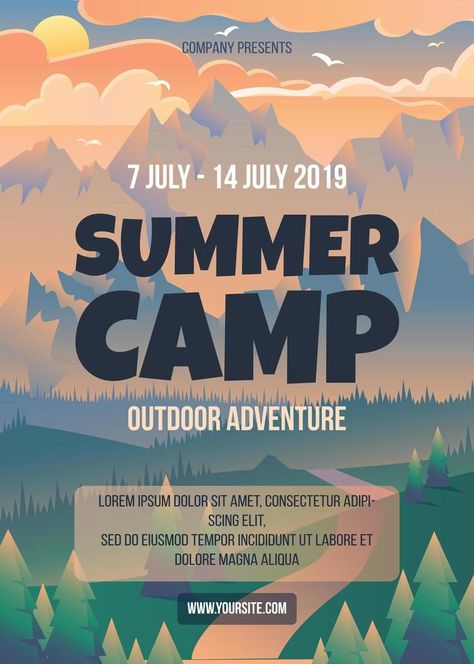 School Event Poster, Summer Camp Poster, Canva Hack, Camp Poster, Concert Poster Design, Design Camp, Feed Ig, Event Poster Design, Retro Background