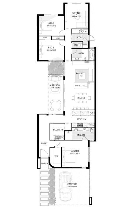 Narrow House Plans Single Storey, L Shaped House Plans, Single Storey House, House Plans Australia, 3 Storey House, Shaped House, Modern Home Designs, Single Storey House Plans, L Shaped House