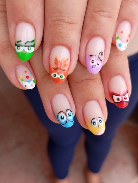 Inside Out 2 Nails, Inside Out Nail Art, Cute Easter Nails, Cartoon Nail Designs, Kids Nail Designs, Nail Art Designs Images, Fantasy Nails, Claw Nails, Glow Nails