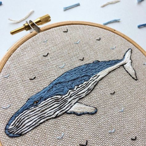 #embroidery Whale Illustration, Stitch Witchery, Embroidery Tshirt, Humpback Whale, Modern Embroidery, Sewing Art, Embroidery Needles, Needle Art, Hand Embroidery Patterns