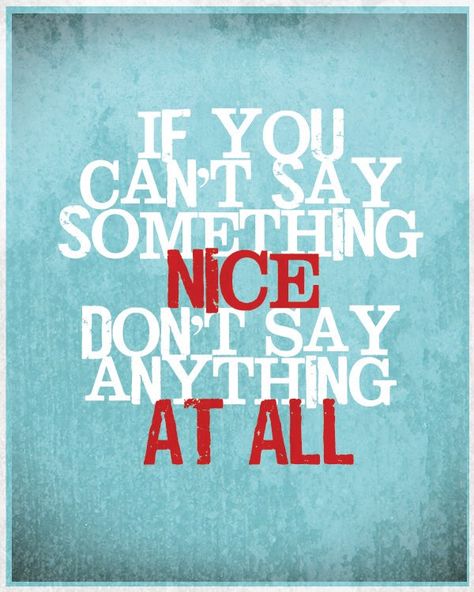 If you have nothing nice to say, don't say anything at all. Say Something Nice, Southern Sayings, Something Nice, Old Quotes, Say Anything, Say Something, Quotable Quotes, Quotes About Strength, Inspirational Quotes Motivation