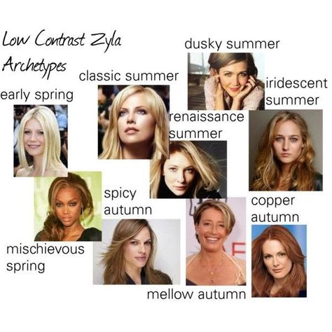 Low contrast Zyla archetypes Zyla Archetypes, Color Analysis Summer, David Zyla, Mode Ab 50, Style Analysis, Soft Summer Colors, Colour Analysis, Colour Theory, Seasonal Color Analysis