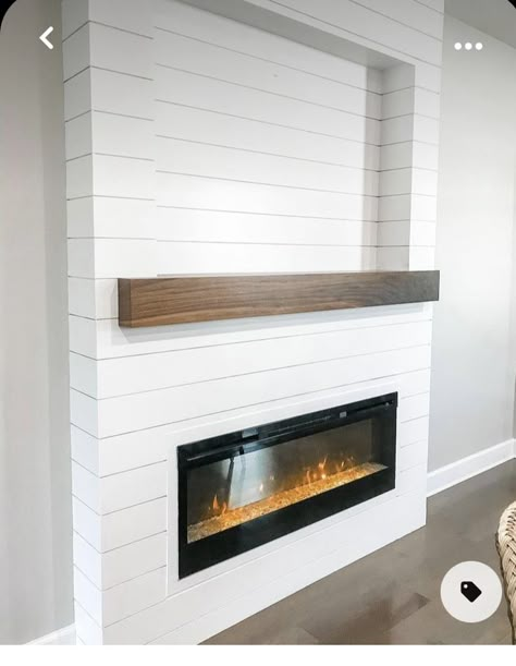 Fireplace Feature Wall, Cottage Fireplace, Tv Fireplace, Basement Fireplace, Fireplace Frame, Build A Fireplace, Living Room Built Ins, Shiplap Fireplace, Fireplace Tv Wall